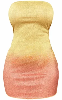 Shape Yellow Ombre Textured Bandeau Mini Dress