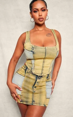 Shape Yellow Washed Denim Corset