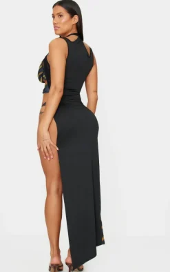 Shape Zebra Slinky Printed Cut Out Bralet Maxi Dress