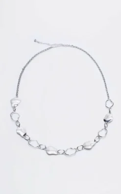 Silver Abstract Petal Link Belly Chain