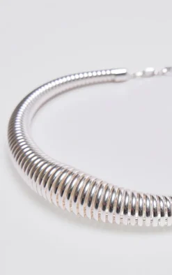 Silver Abstract Ridge Choker