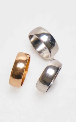 Silver And Gold Chunky Multipack Rings