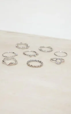 Silver Assorted Shape Twist Ring Set