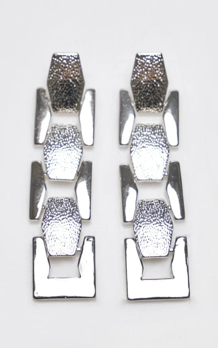 Silver Chunky Chain Drop Statement Earrings