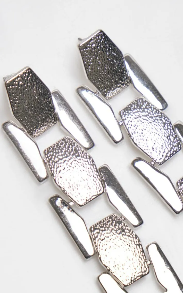 Silver Chunky Chain Drop Statement Earrings