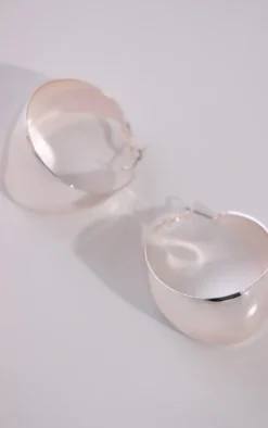 Silver Chunky Flare Hoop Earrings