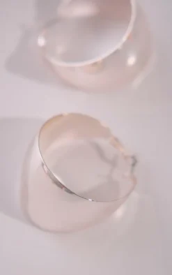 Silver Chunky Flare Hoop Earrings