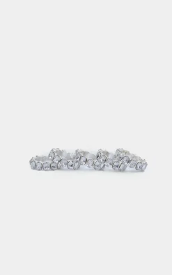 Silver Chunky Jewel Ring Multipack