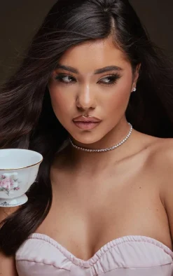 Silver Dainty Stud And Necklace Set