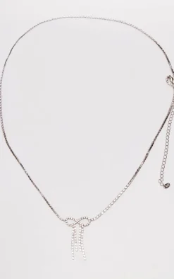 Silver Diamante Bow Belly Chain