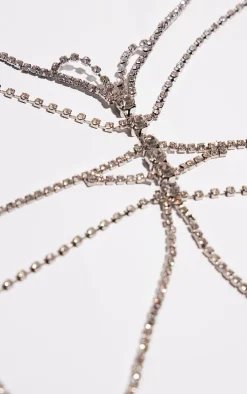 Silver Diamante Butterfly Chain Bralette