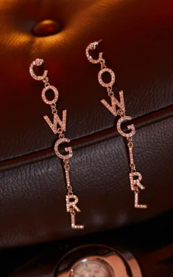 Silver Diamante 'Cowgirl' Statement Drop Earrings