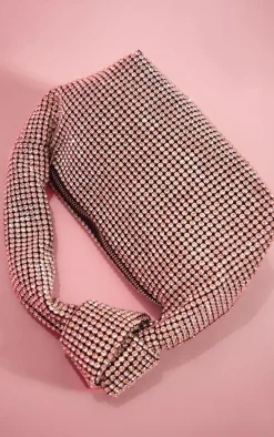 Silver Diamante Slouchy Knot Shoulder Bag