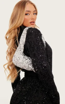 Silver Flower Sequin Handbag