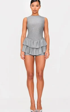 Silver Glitter Rara Skort Romper