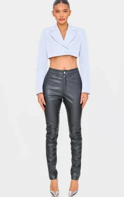 Silver Glitter Single Breasted Cropped Blazer