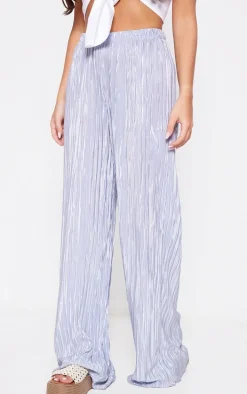 Silver Grey Sheer Shimmer Plisse Wide Leg Pants