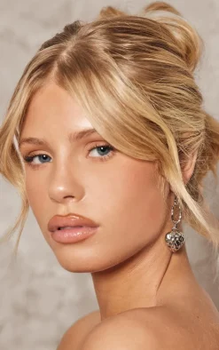 Silver Heart Chain Link Statement Earrings