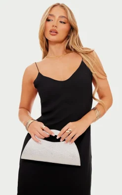 Silver Metallic Curved Mini Bag