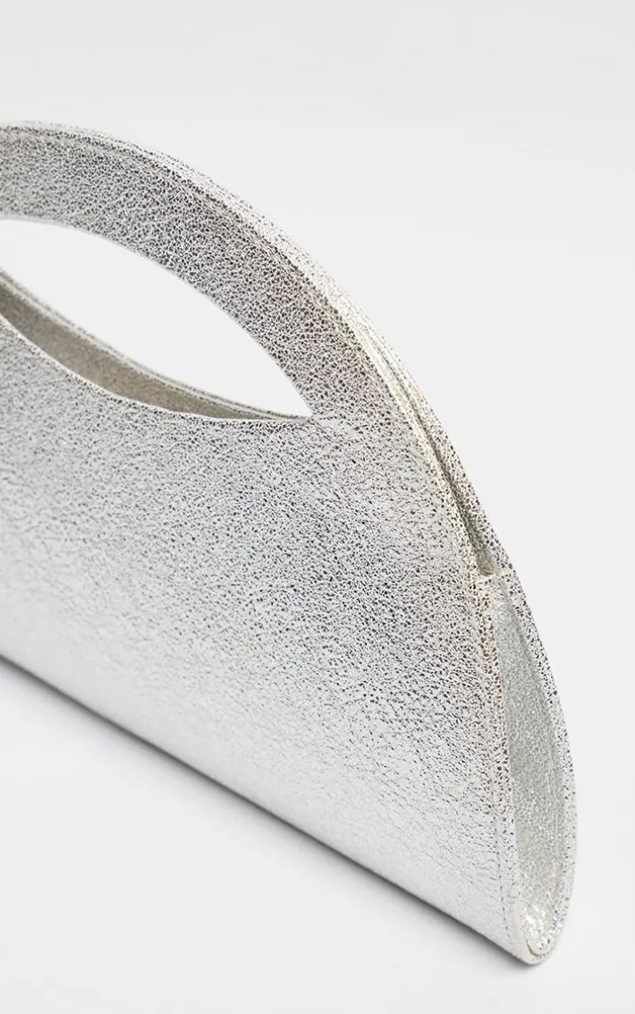 Silver Metallic Curved Mini Bag