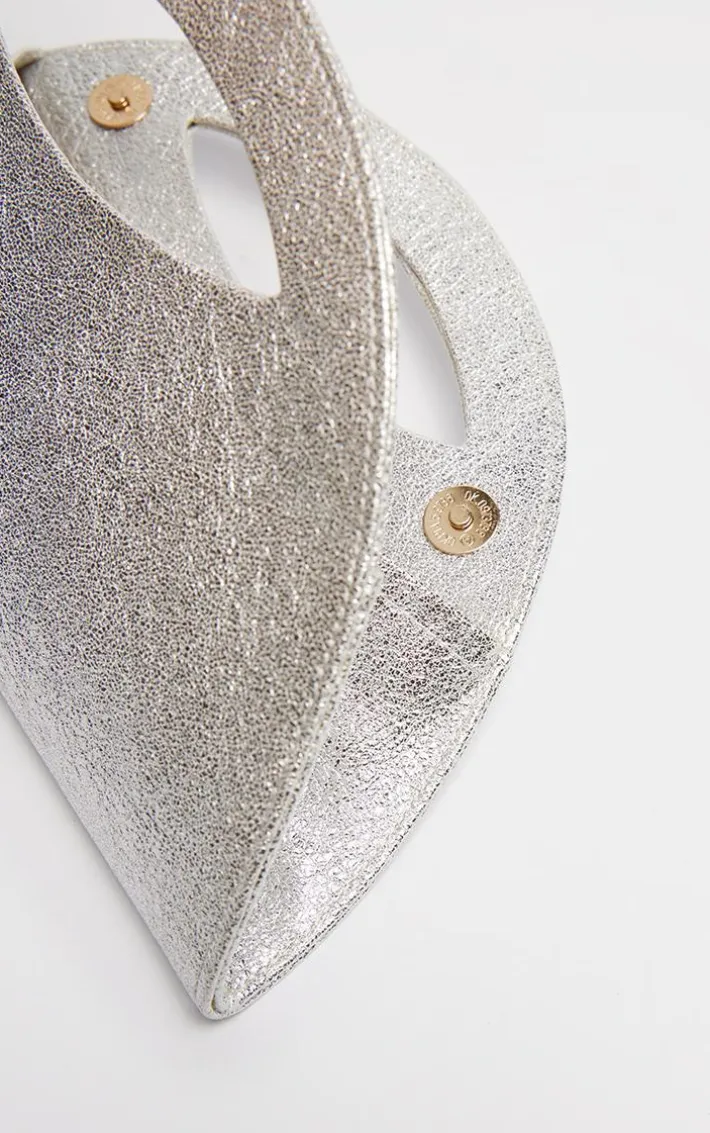 Silver Metallic Curved Mini Bag