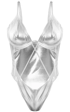 Silver Metallic Fuller Bust Underwired Swimsuit
