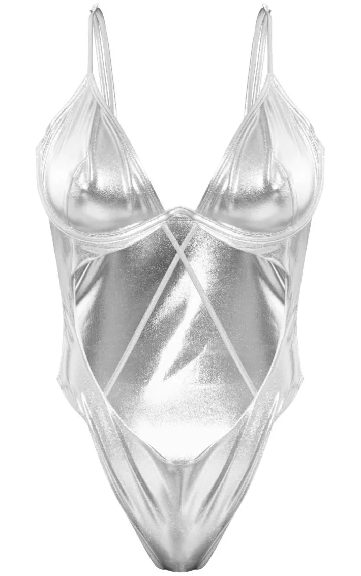 Silver Metallic Fuller Bust Underwired Swimsuit