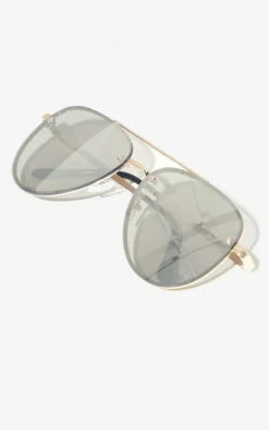 Silver Mirrored Aviator Sunglasses