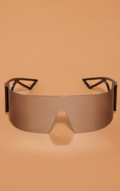 Silver Mirrored Wrap Round Visor Sunglasses