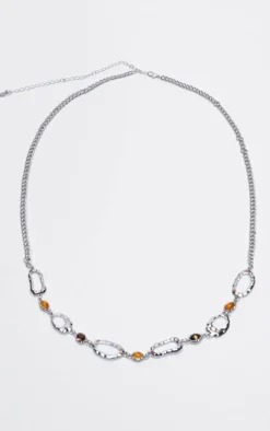 Silver Molten Jewel Belly Chain