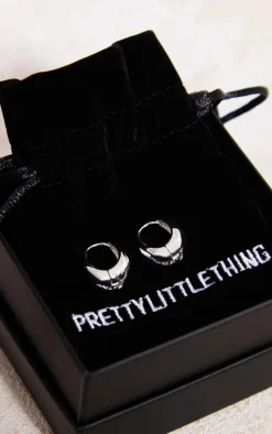 Silver Plated Drop Huggie Hoop Earrings