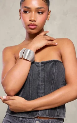 Silver Rib Detail Bangle