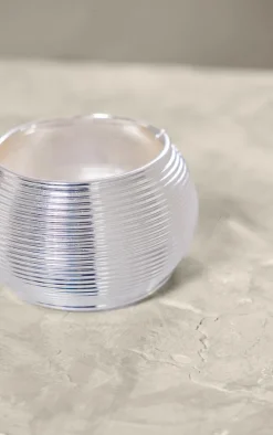 Silver Rib Detail Bangle