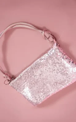 Silver Sequin Knot Handle Slouchy Shoulder Bag