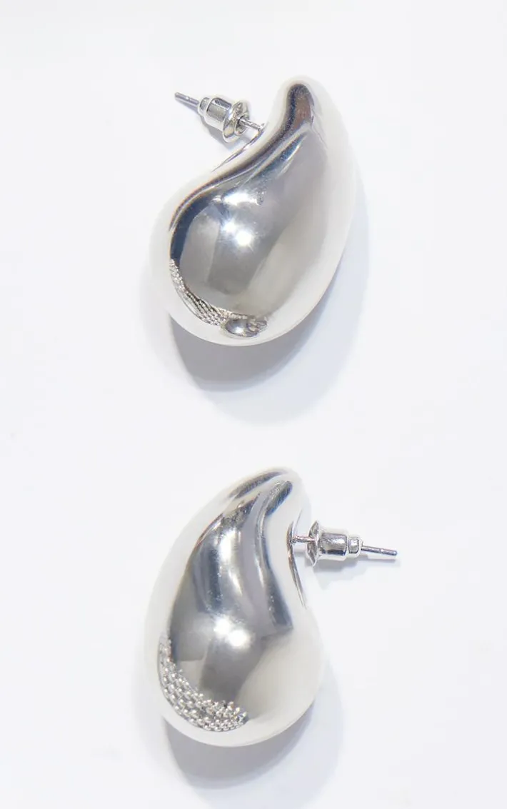 Silver Tear Drop Mini Statement Earrings