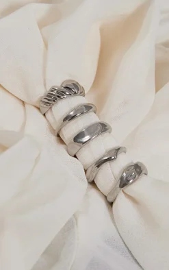 Silver Textured Ring Multipack