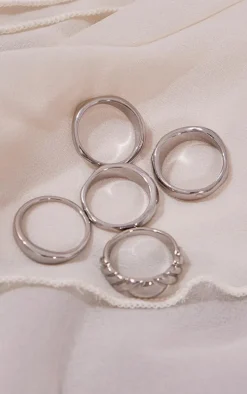 Silver Textured Ring Multipack
