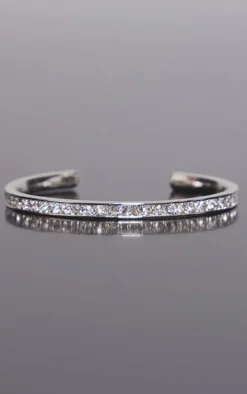 Silver Thick Diamante Bangle