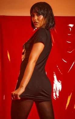 Skeleton Holographic Print T Shirt Dress