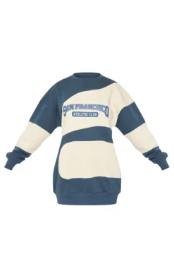 Slate Grey Athletics Graphic Contrast Sweater Dress