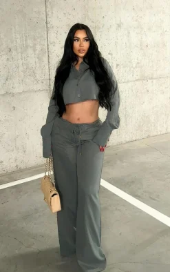 Slate Grey Cropped Shirt