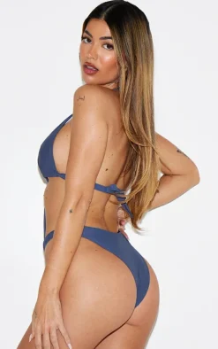 Slate Grey Halter Neck Cut Out Swimsuit