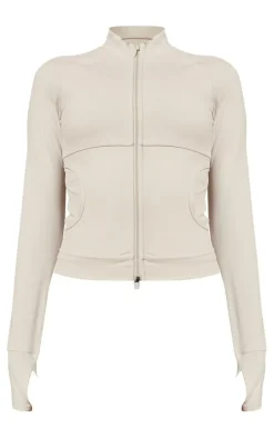 Slate Grey Sculpt Pocket Front Double Zip Up Jacket