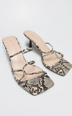 Snake PU Wide Fit Cross Over Strap Heeled Mules