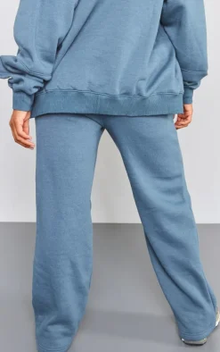 Steel Blue Oversized Pintuck Wide Leg Sweatpants