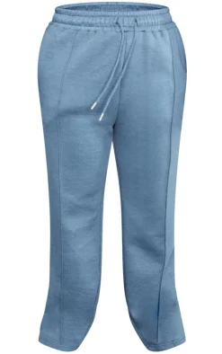 Steel Blue Oversized Pintuck Wide Leg Sweatpants
