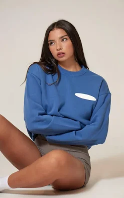 Steel Blue Studio Archive Mode Badge Oversized Sweatshirt