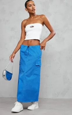 Steel Blue Twill Toggle Washed Midaxi Skirt