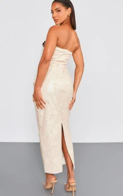 Stone Acid Wash PU Belt Detail Bandeau Midaxi Dress