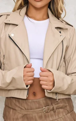 Stone Basic Faux Leather Biker Jacket